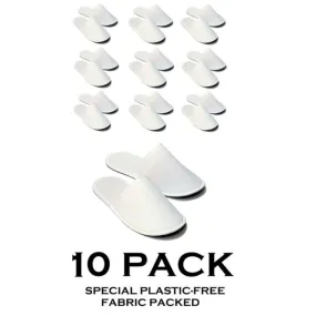 Chochili 10 Pairs Fabric Packed Terry Cotton Disposable Hotel Slippers for Airbnb Spa Wedding Guests Adult Men Women Size 10-11, White