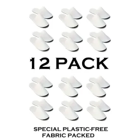Chochili 12 Pairs Fabric Packed Terry Cotton Disposable Hotel Slippers for Airbnb Spa Wedding Guests Adult Men Women Size 10-11, White