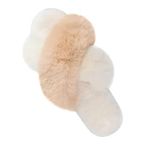 Cross Band Slippers – Soft Faux Fur Open Toe Slippers