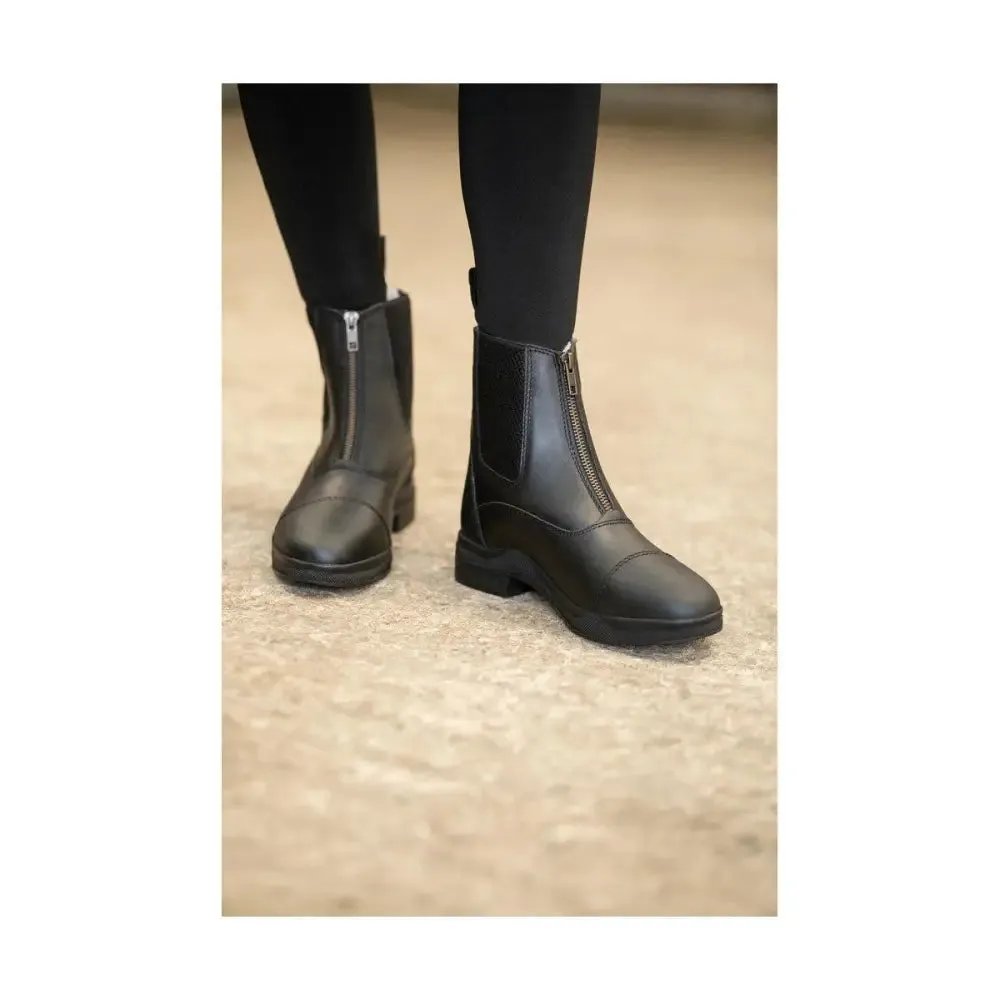 Hy Equestrian Fleece Lined Wax Leather Zip Jodhpur Boot