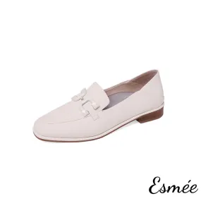 Leather Loafers with Double D Buckle