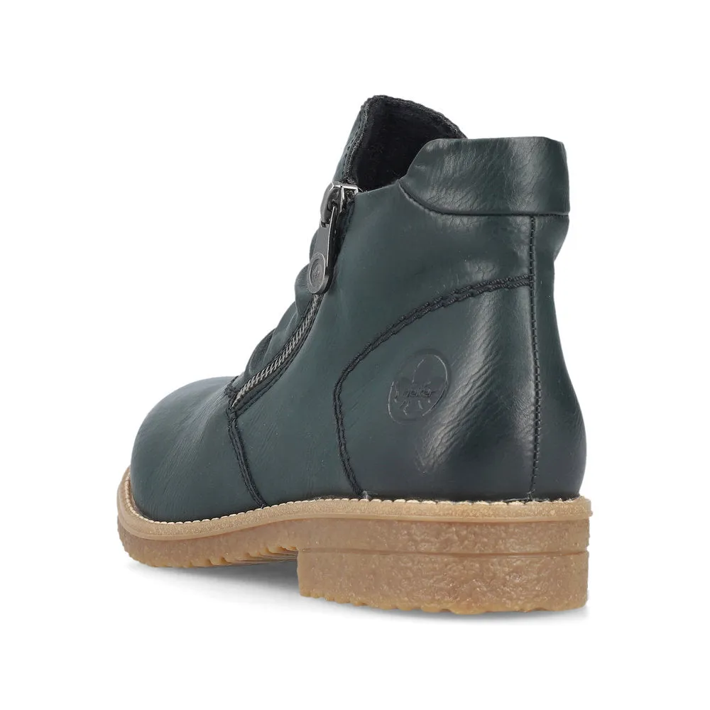Rieker Ladies Boot 73553-54 Casual Ankle boot with double Zip GREEN 73553-54