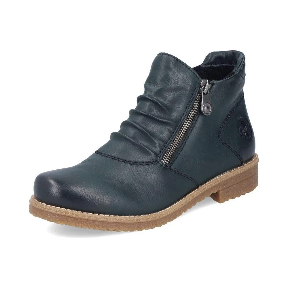 Rieker Ladies Boot 73553-54 Casual Ankle boot with double Zip GREEN 73553-54