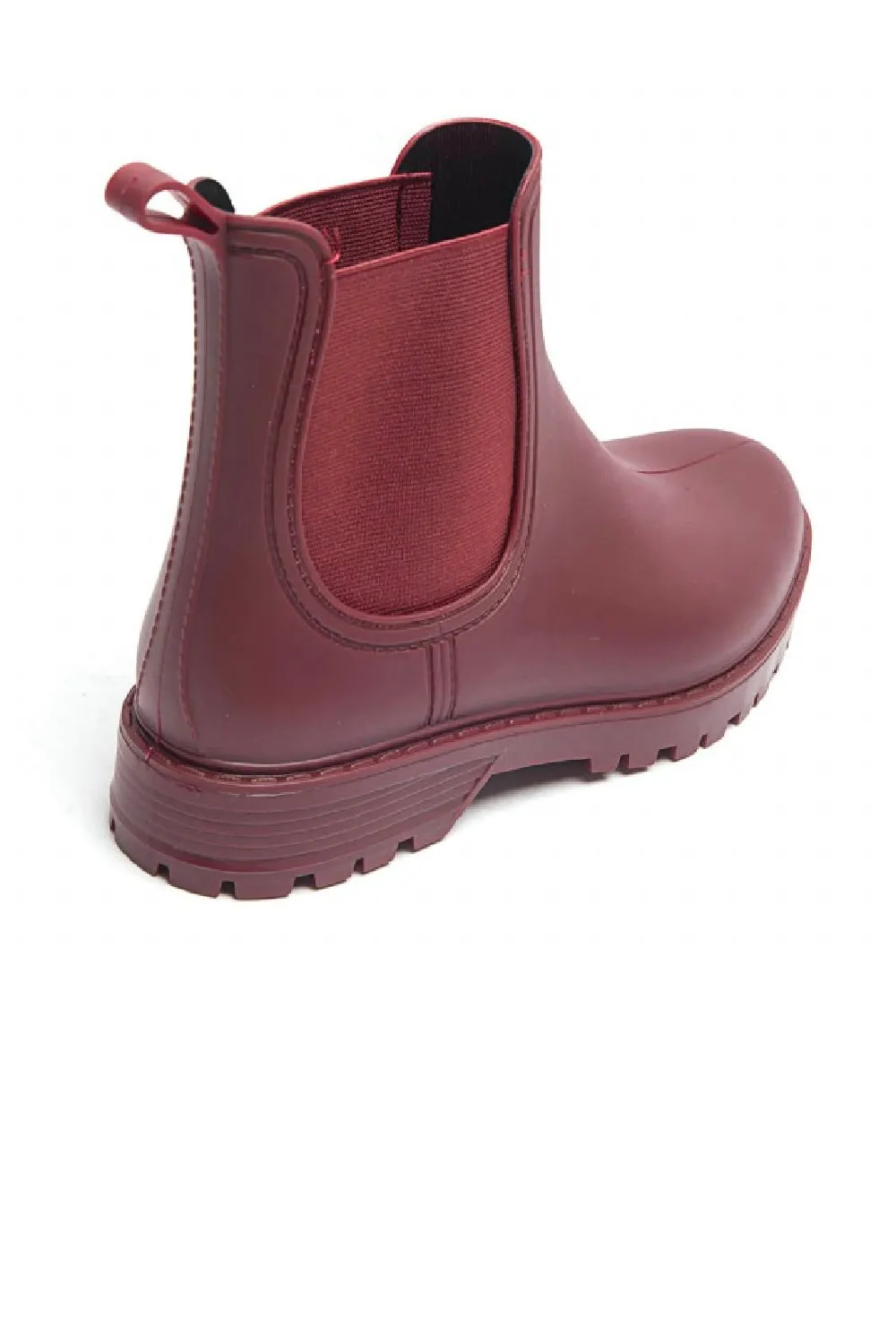WOMENS RED SLIP ON RAIN BOOTS SHOES